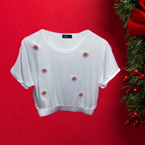 SNOWFLAKES ELASTIC CROP TOP